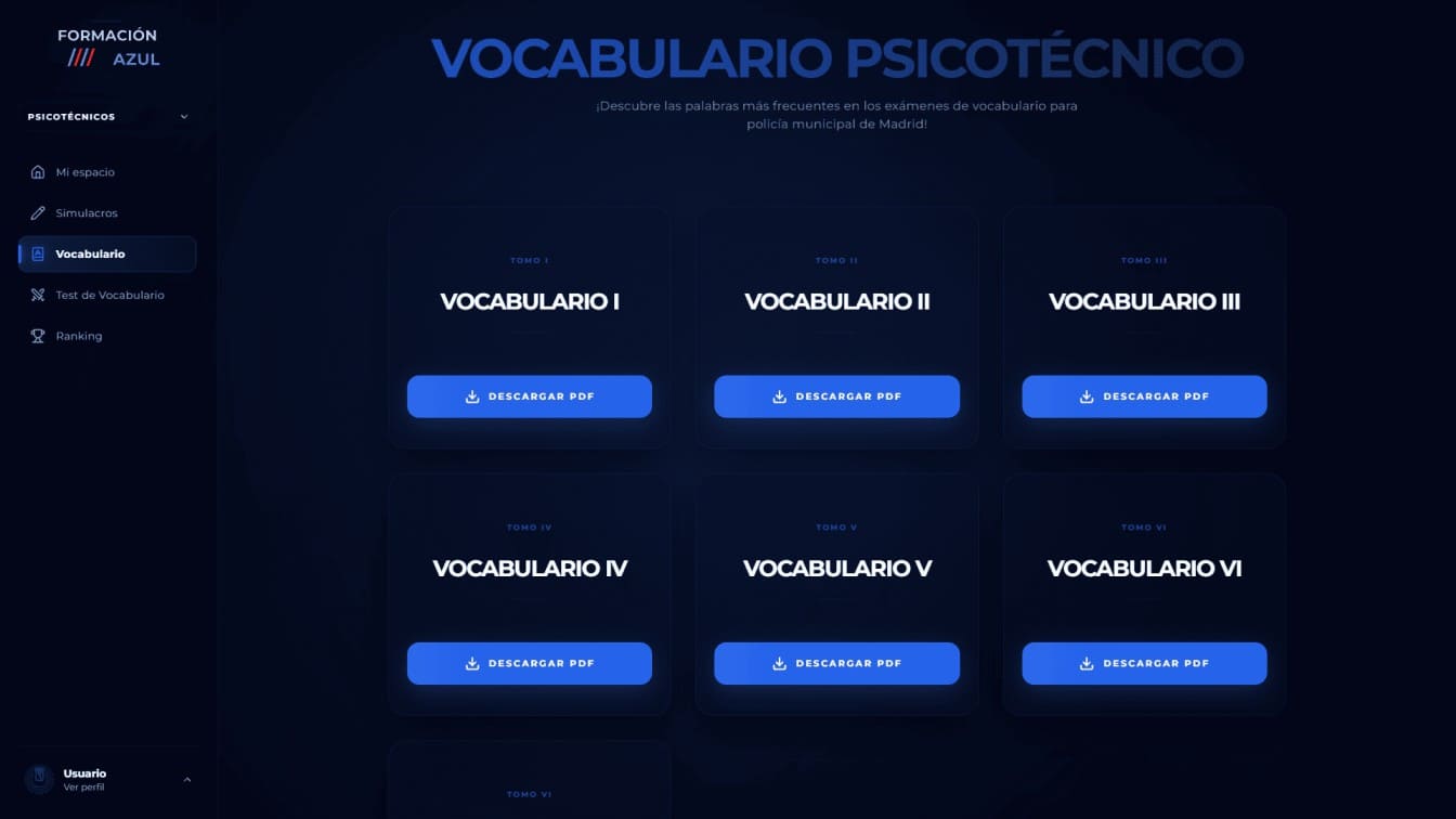 Captura de pantalla: Para de perder puntos en el psicotécnico por no saber vocabulario — Tablas de vocabulario listas para memorizar con alta probabilidad de entrar en examen